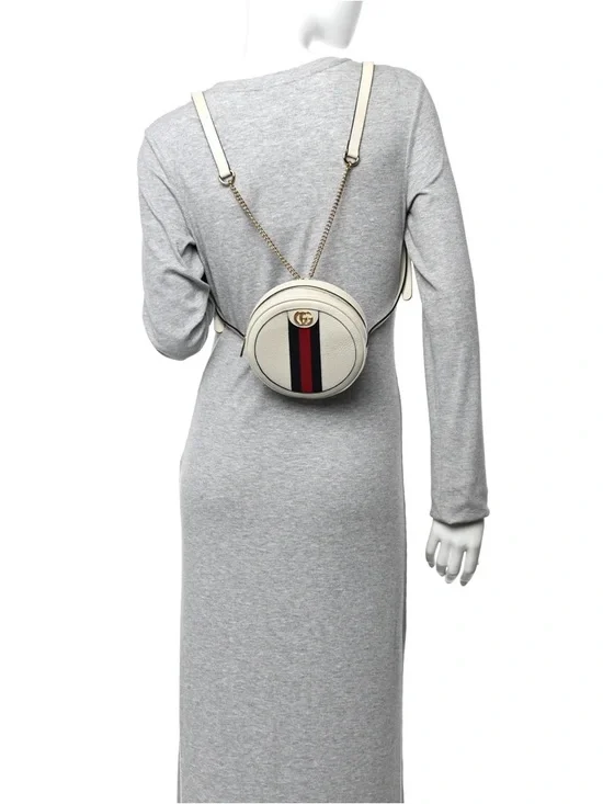 Gucci Textured Calfskin Web Mini Ophidia Round Backpack or Sling Bag - Picture 16 of 16